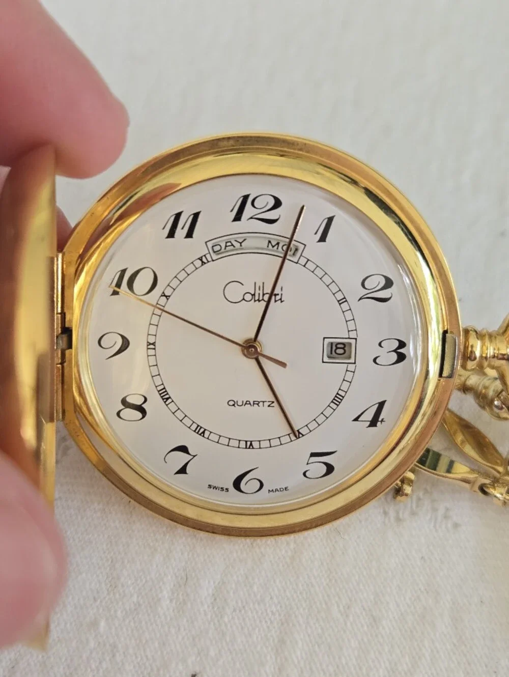 Vintagw Gold Pocket Watch with Chain and Knife by Colibri